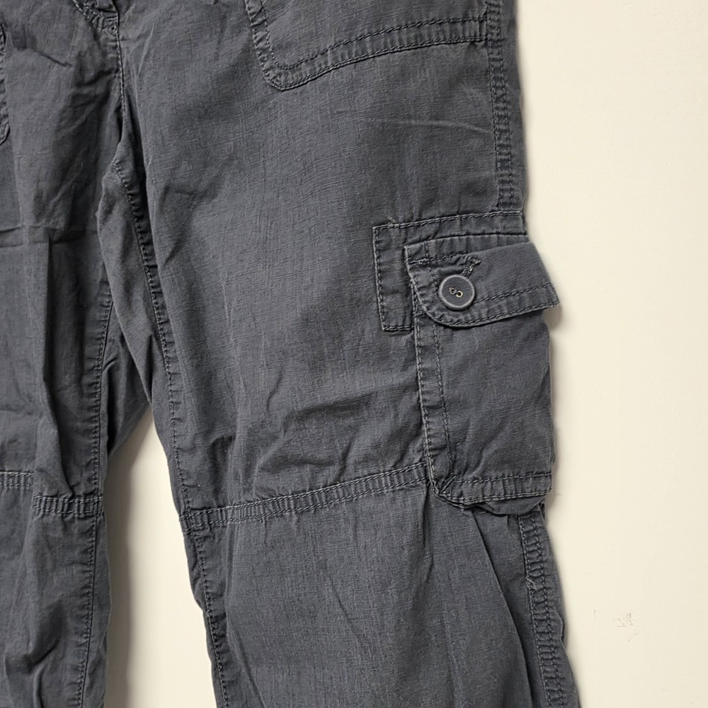 Ann Taylor Loft Navy Blue Cargo Capri Pants Size 10 Capris Pockets Drawstring - Picture 3 of 8